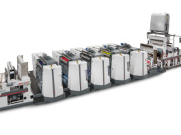 La XFlex X6 di Omet protagonista allo stand Landa Varyflex V2 Offset 850 con sistema di asciugamento Electron Beam.