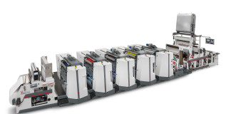 La XFlex X6 di Omet protagonista allo stand Landa Varyflex V2 Offset 850 con sistema di asciugamento Electron Beam.