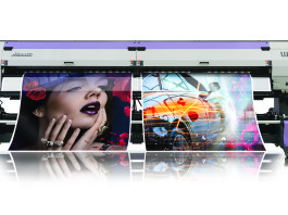 Mimaki si aggiudica tre premi European Digital Press Association, EDP La nuova stampante Mimaki UJV55-320 può utilizzare due bobine diverse dello stesso supporto per una produzione simultanea di due lavori.
