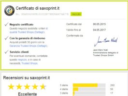 Saxoprint è certificato Trusted Shops per consegna, qualità della merce e servizio clienti
