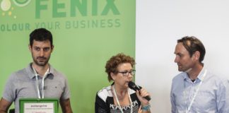 swissQPrint Challenge: il primo premio a Move La premiazione di Move, a ritirare il premio Mirko Brisotto con Paola Mortara e il key account di swissQprint, Kilian Hintermann.