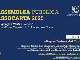 Assocarta: il 26 giugno a Roma l’Assemblea Pubblica “Paper Industrial Deal”